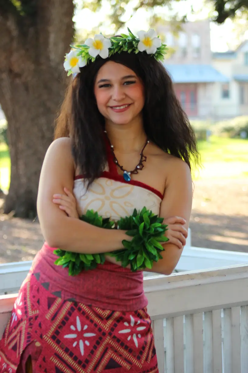 Polynesian princess in her sequel outfit smiling