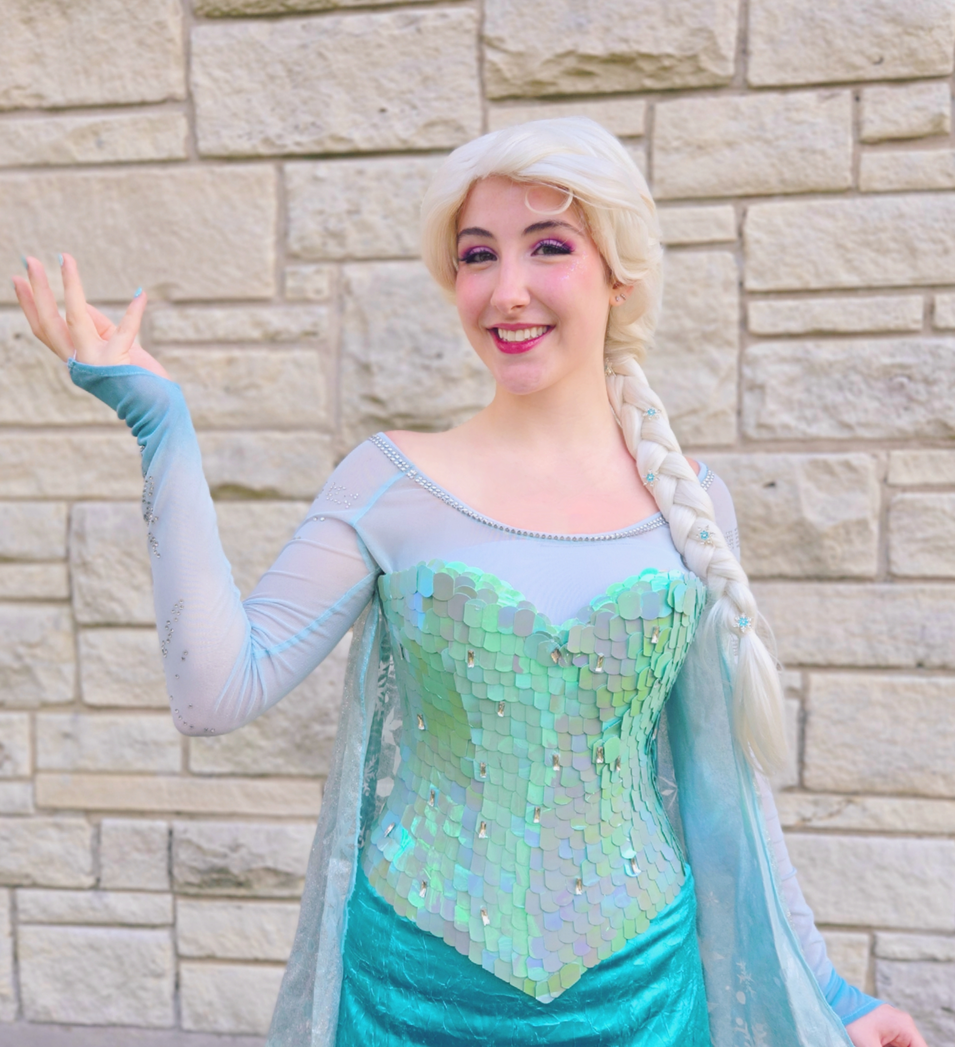 The Snow Queen posing for the camera