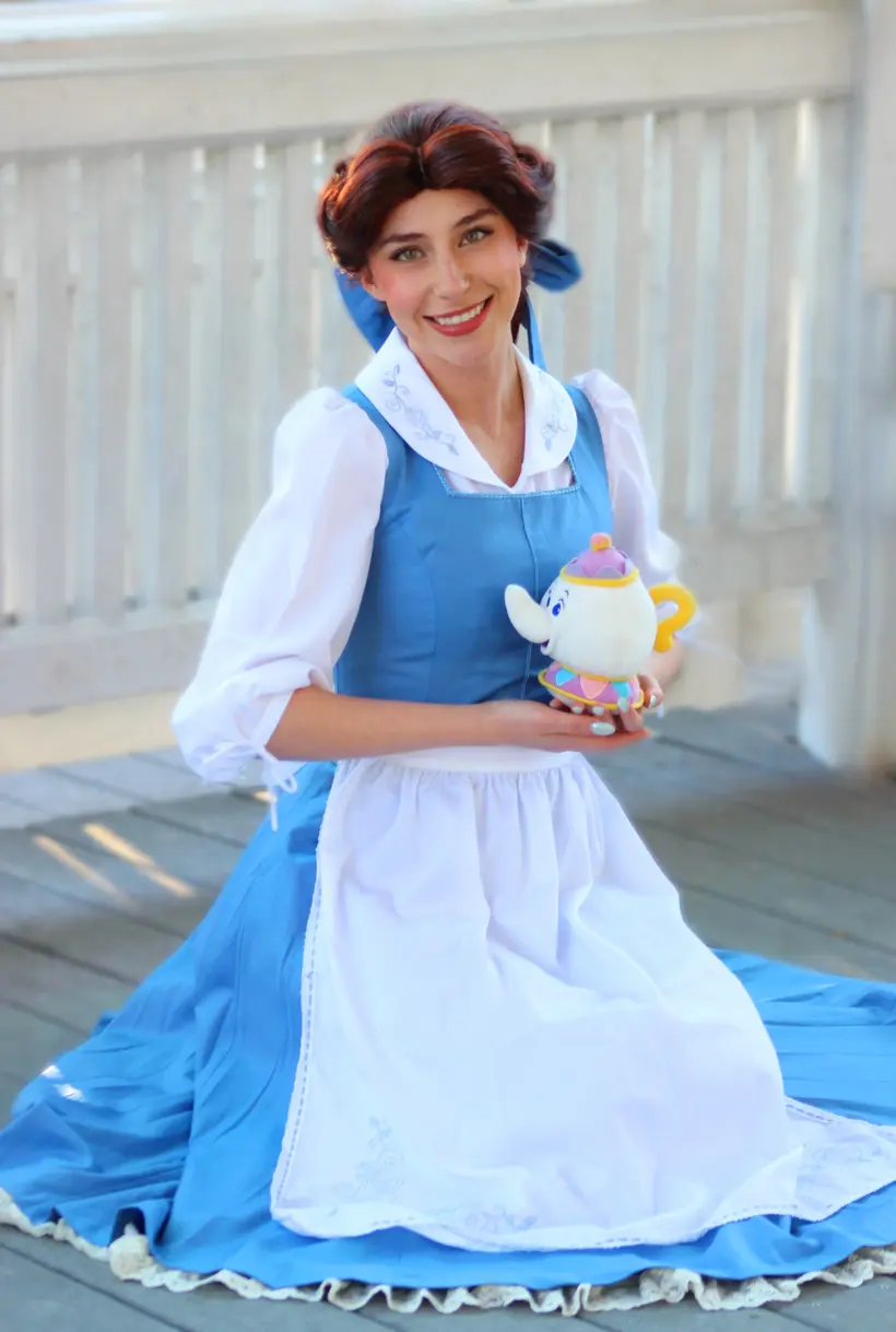 The Beauty Princess in her village dress with her plushie friend